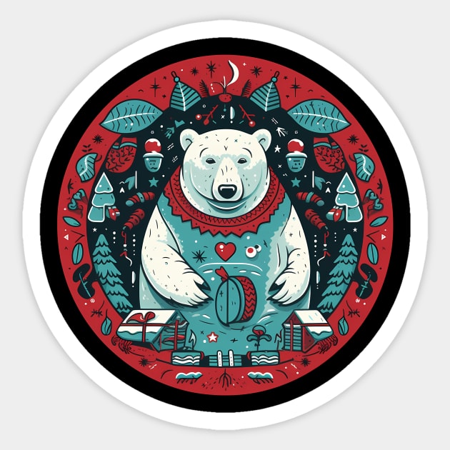 Polar Bear in Ornament, Love Bears Sticker by logiamerch